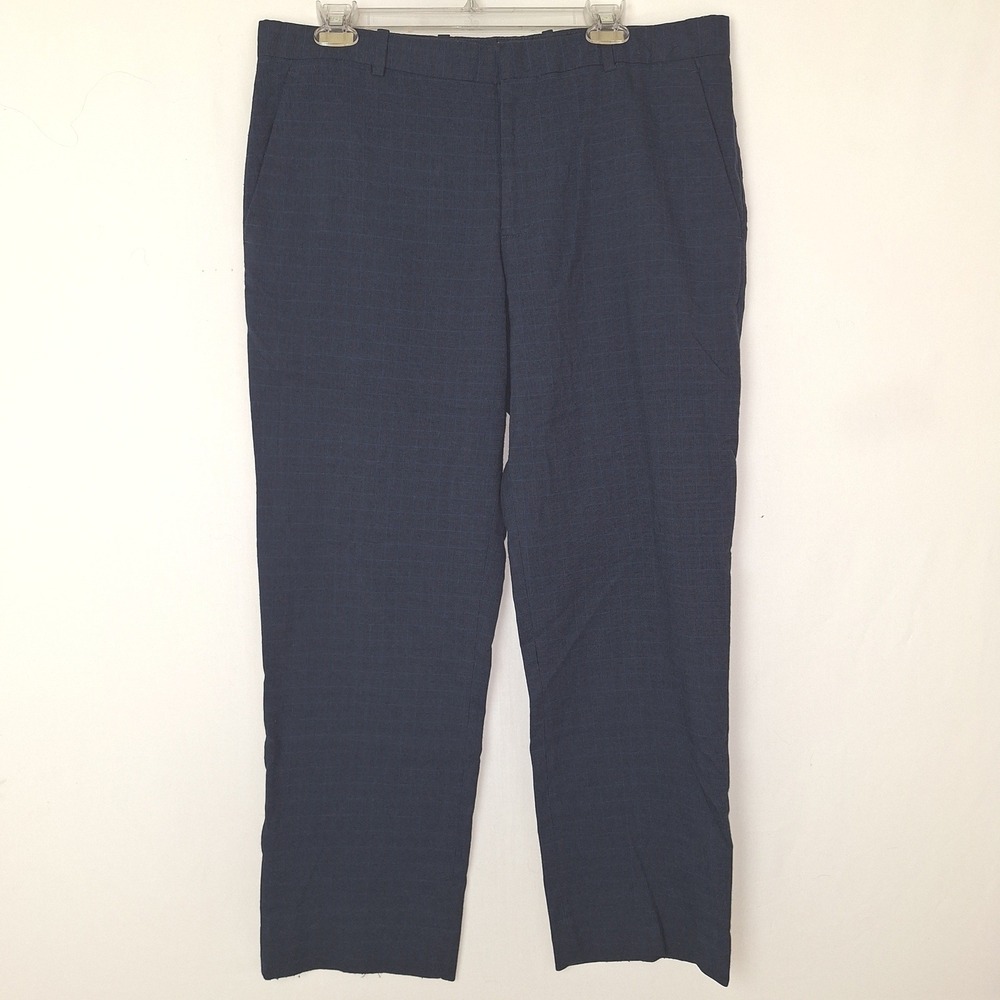 Y2K Quiet Luxury Minimalist Classic Professional Navy Check Perry Ellis 34x32